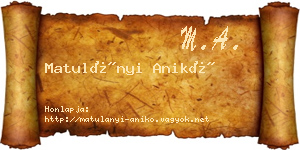 Matulányi Anikó névjegykártya
